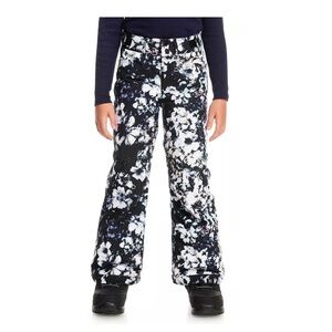 Roxy Girls' Backyard Floral Printed Snowboard Ski Pants White Black Blue Sz 10